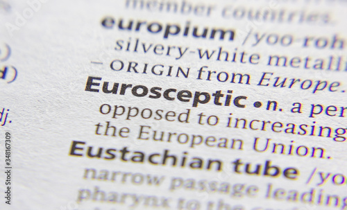 Eurosceptic word or phrase in a dictionary. photo