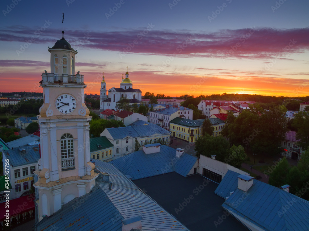 The center of Vitebsk during a beautiful sunset