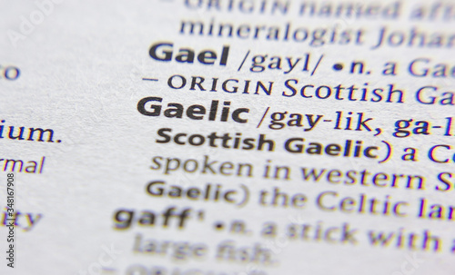 Obraz na płótnie Gaelic word or phrase in a dictionary.