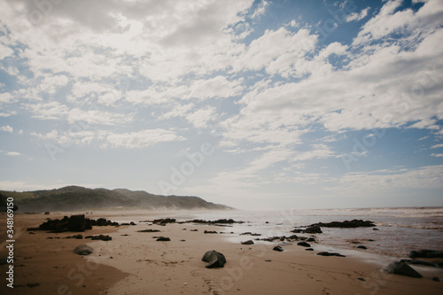 The Beautiful rocky beaches and blue skies of the Wild Coast of South Africa