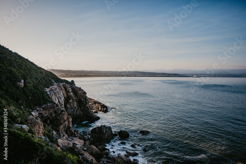 View of Plettenberg Bay from a hike on Robberg Nature Reserve Cliffs. 