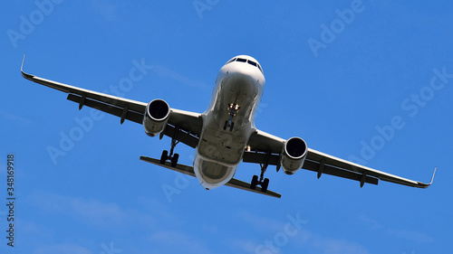 Aircraft on blue sky background