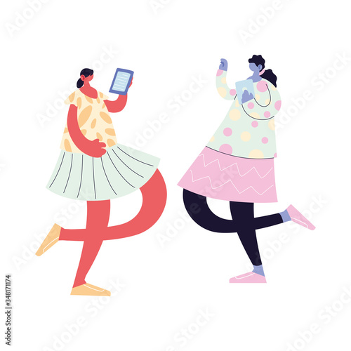women walking and dancing with style