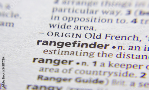 Rangefinder word or phrase in a dictionary.