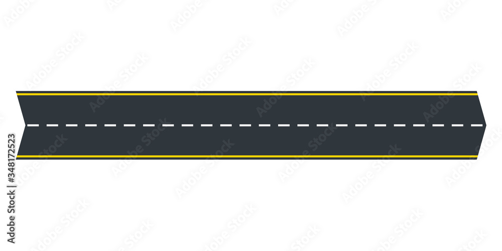 Asphalt road or highway in the shape of arrow. Straight path or way. Vector illustration. Asphalt road or highway in the shape of arrow. Straight path or way. Vector illustration.