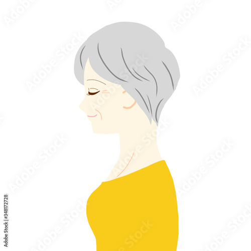 高齢女性横顔