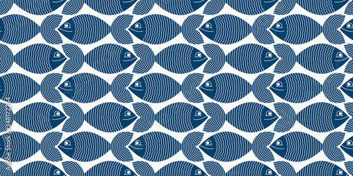 Cute fiches seamless background, seamless pattern, cute childish background for children textile or wrapping paper or packaging for seafood products.