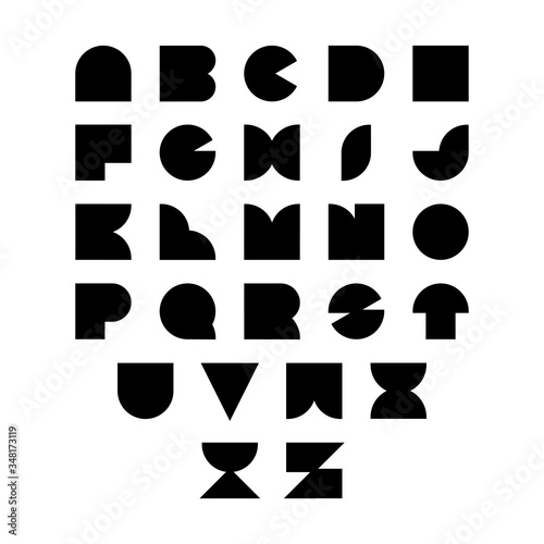Black alphabet letters on white background