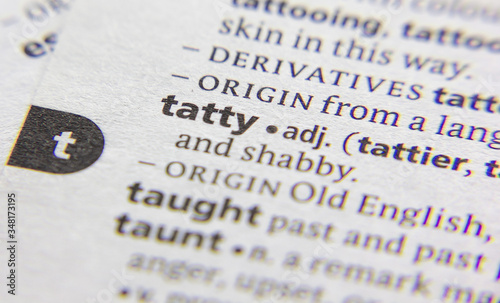 Tatty word or phrase in a dictionary.