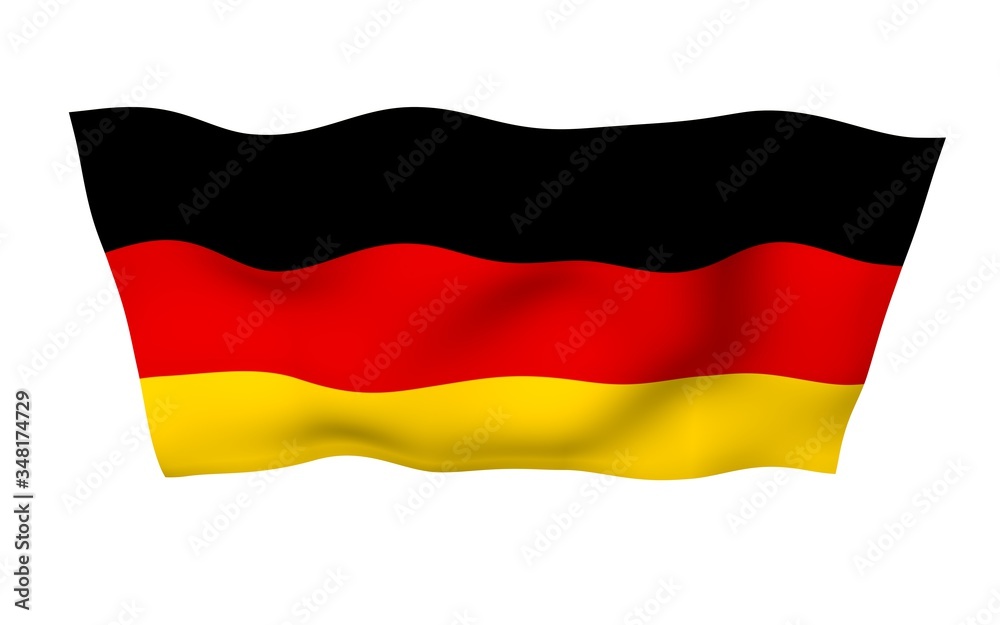 Flag of Germany. Wide format 3D illustration. State symbol of the Federal Republic of Germany. 3D rendering