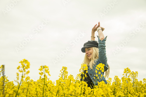 happy girl in the field