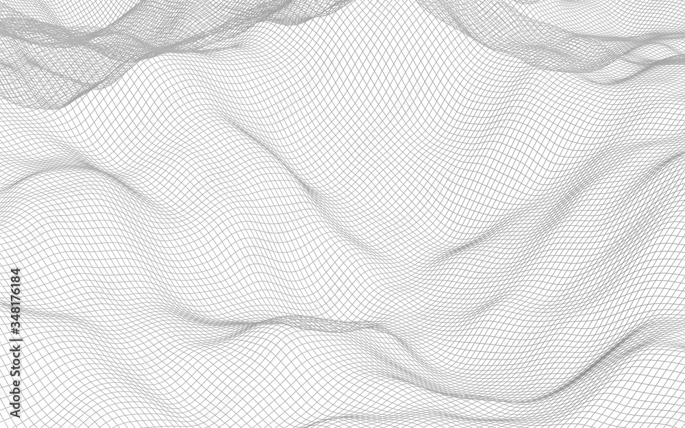 Abstract landscape on a white background. Cyberspace grid. hi tech network. 3d illustration Abstract landscape on a white background. Cyberspace grid. hi tech network. 3d illustration