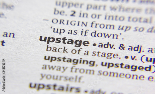 Upstage word or phrase in a dictionary.