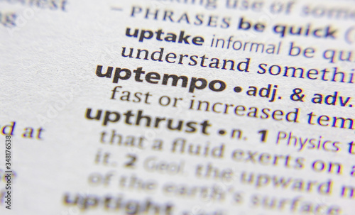 Uptempo word or phrase in a dictionary.