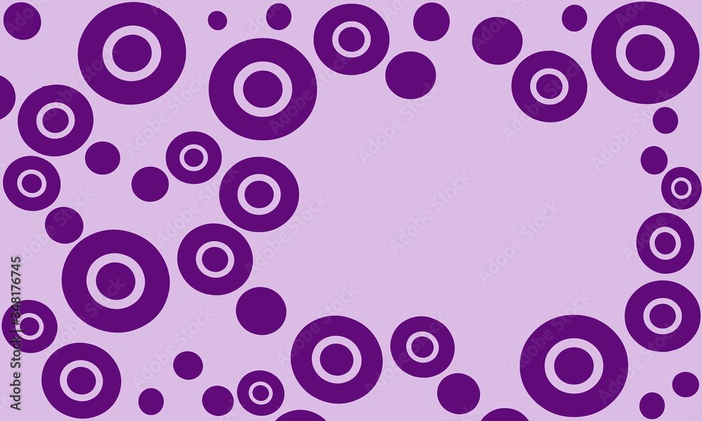 Chaotic purple circles of different sizes on a white background