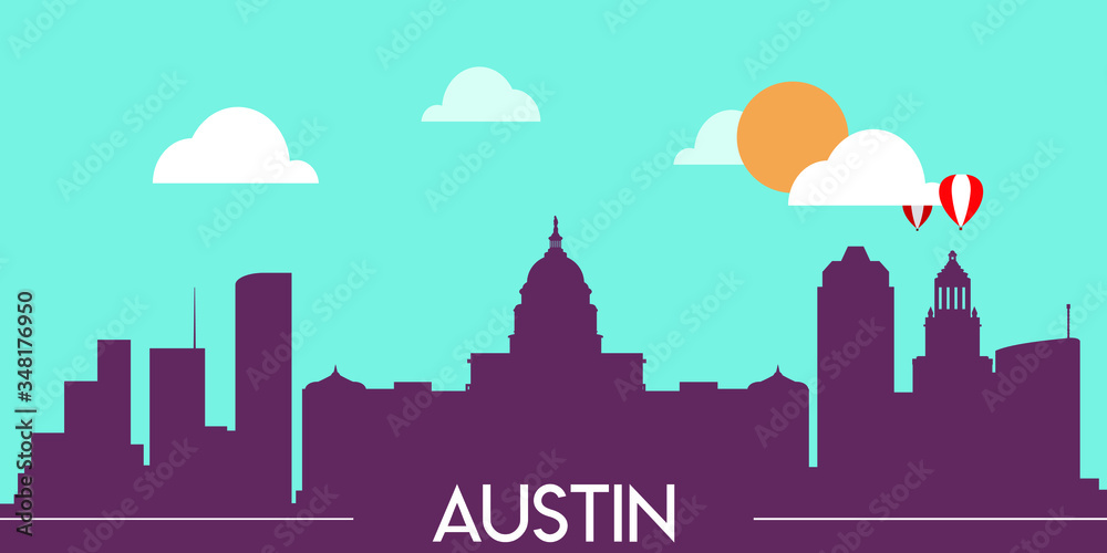 Austin skyline silhouette flat design vector illustration