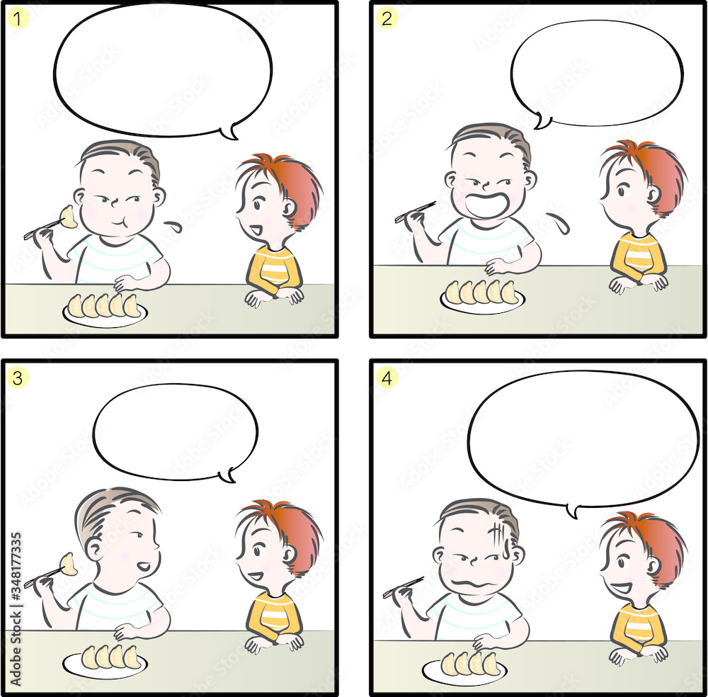 Children four grid comic blank speech bubble Children four grid comic blank speech bubble