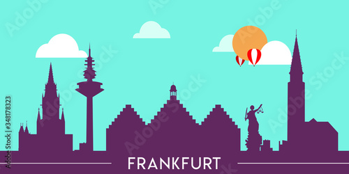 Frankfurt skyline silhouette flat design vector illustration
