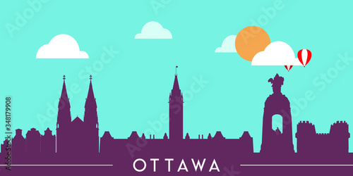 Ottawa skyline silhouette flat design vector illustration