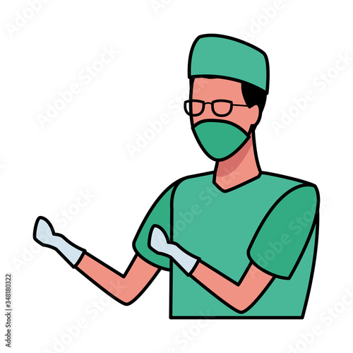 surgeon worker using face mask for covid 19