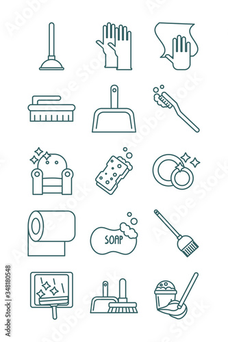 cleaning and desinfect set icons