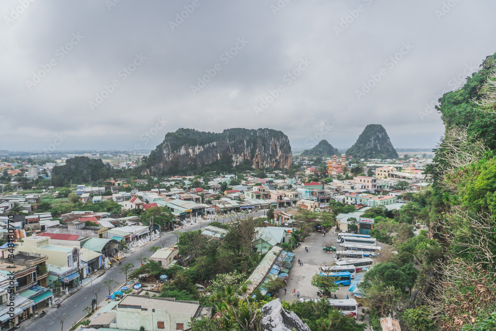 Obraz premium Marble mountains. Beautiful view of the valley. Vietnam Danang.