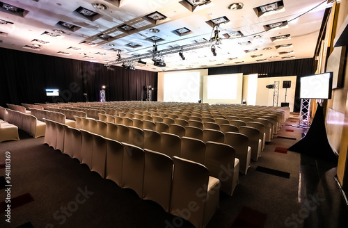 empty chairs in large Conference hall for Corporate Convention or Lecture photo