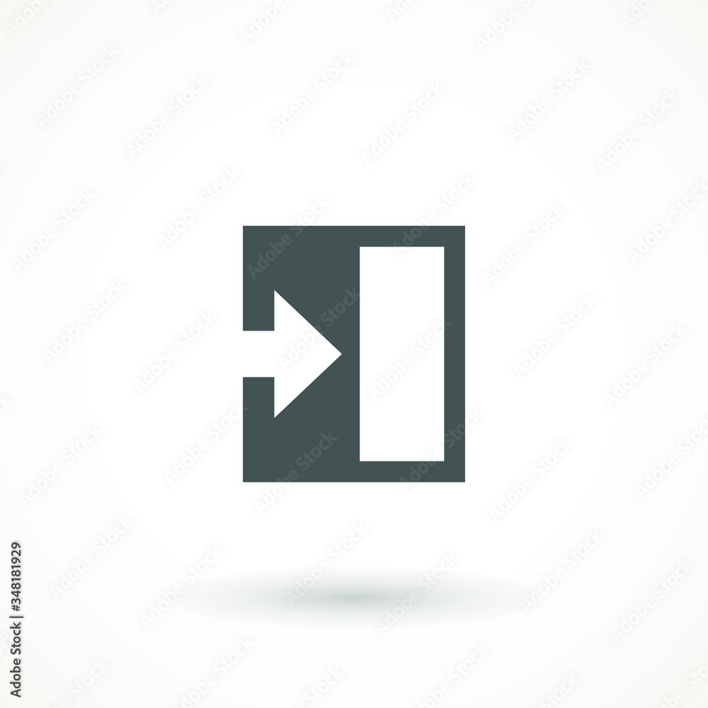 Emergency exit icon vector Logout and output, outlet, out symbol. isolated of flat style Safe condition sign Emergency exit icon vector Logout and output, outlet, out symbol. isolated of flat style Safe condition sign