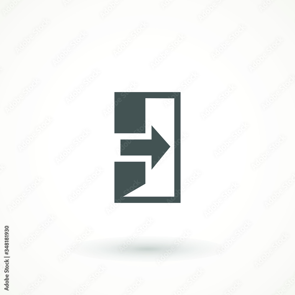 Emergency exit icon vector Logout and output, outlet, out symbol. isolated of flat style Safe condition sign Emergency exit icon vector Logout and output, outlet, out symbol. isolated of flat style Safe condition sign