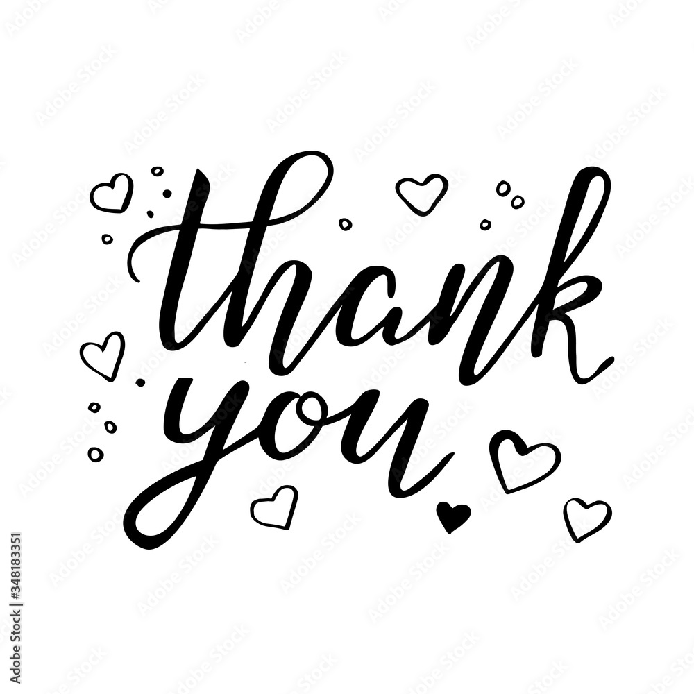 Hand lettering, thank you text vector Hand lettering, thank you text vector