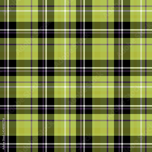 Seamless pattern in summer black, white, green and violet colors for plaid, fabric, textile, clothes, tablecloth and other things. Vector image.