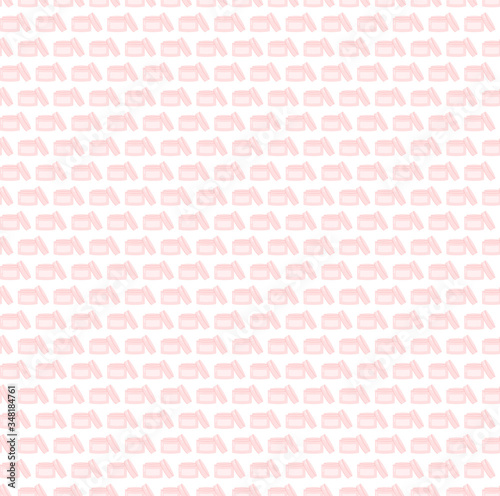 Hand drawn repeat pattern of face cream jar. Pink color cosmetic container seamless on white background. Home beauty routine consept. Can be used for fabrics, wallpapers, wrapping, decoration.