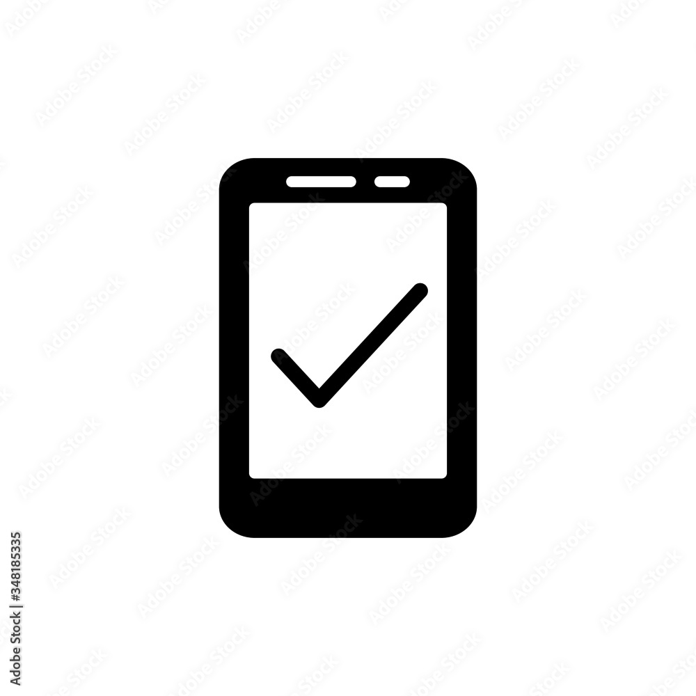 Smartphone icon vector icon in line art style on white background, Cellphone, handphone icon with check sign, Smartphone icon and approved, confirm, done, tick, completed symbol Smartphone icon vector icon in line art style on white background, Cellphone, handphone icon with check sign, Smartphone icon and approved, confirm, done, tick, completed symbol