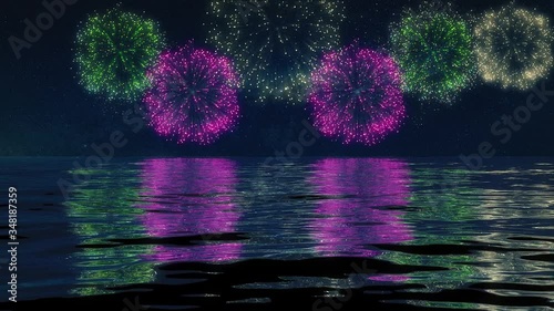 Fireworks Over The Sea Looped