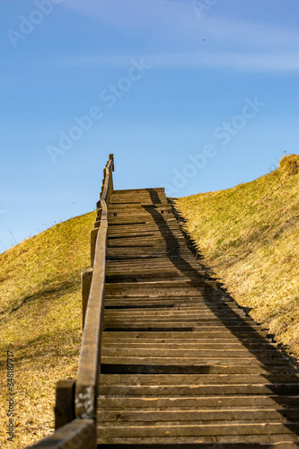A wooden staircase to heaven as a symbol of purpose in life.