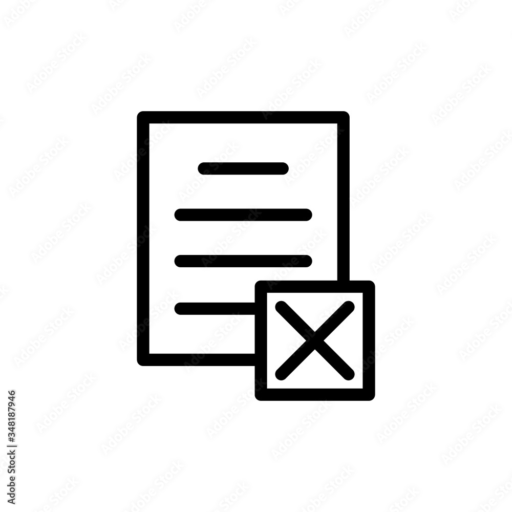 Cancel document file page restricted x icon in line art style on white background Vector icon Cancel document file page restricted x icon in line art style on white background Vector icon