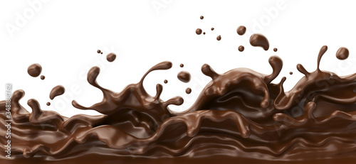 wave of Chocolate or Cocoa splash, Abstract background, 3D illustration.