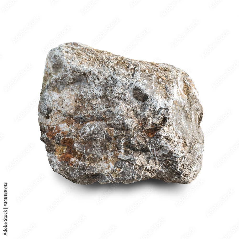 Big granite stone, rock isolated on white background, with clipping path