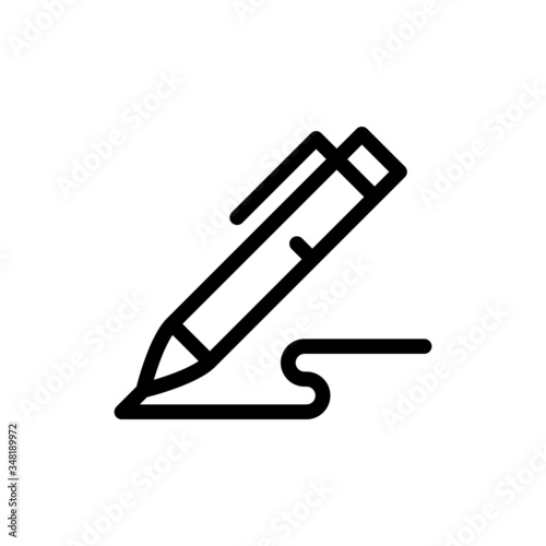 Pen, write icon in line art style on white background, Signature pen outline and filled vector sign, Symbol, logo illustration