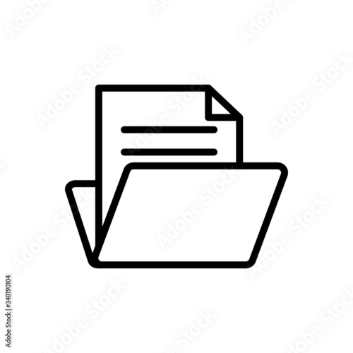 Open file folders icon in line art style on white background, Folder with documents Symbol, logo illustration