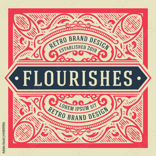 Vintage logo with floral details