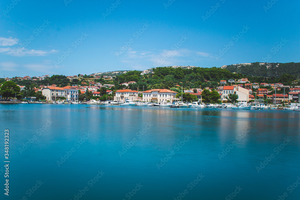 Picturesque coastal view of Rab town on Rab island in Croatia