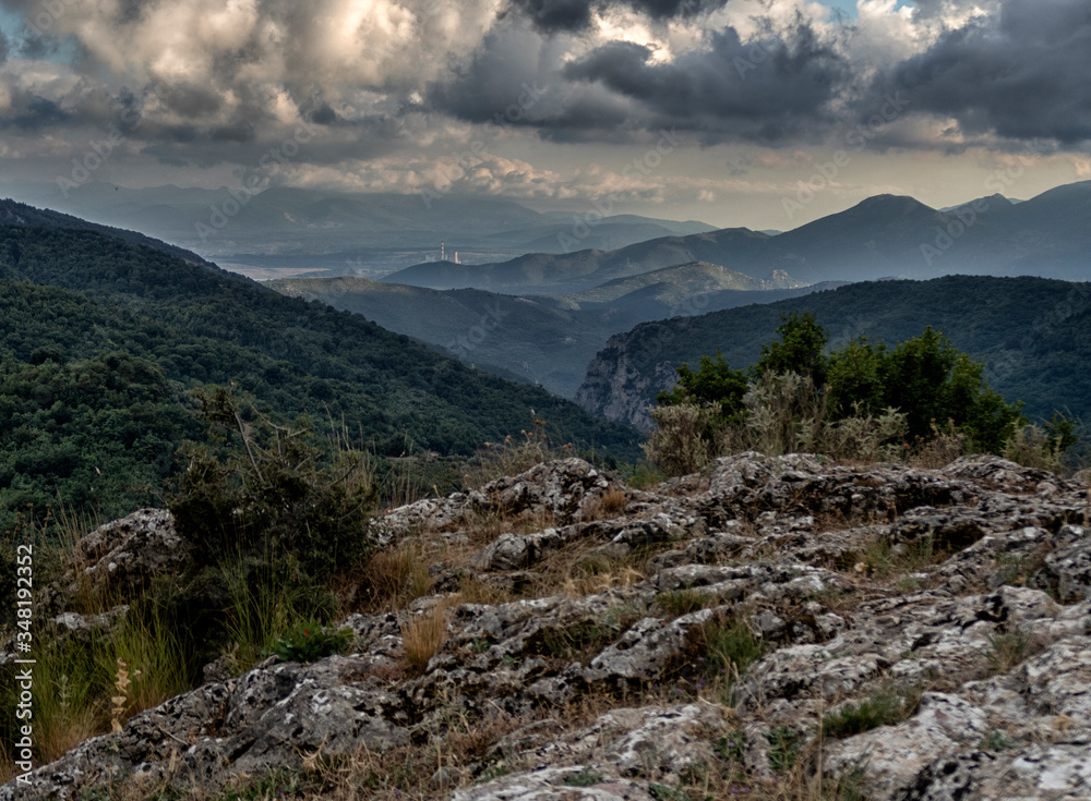 Naklejka premium the picturesque surroundings of the Peloponnese peninsula in Greece. Landscape, view of historic buildings, mountain landscape panorama of the Peloponnesian Peninsula in Greece,