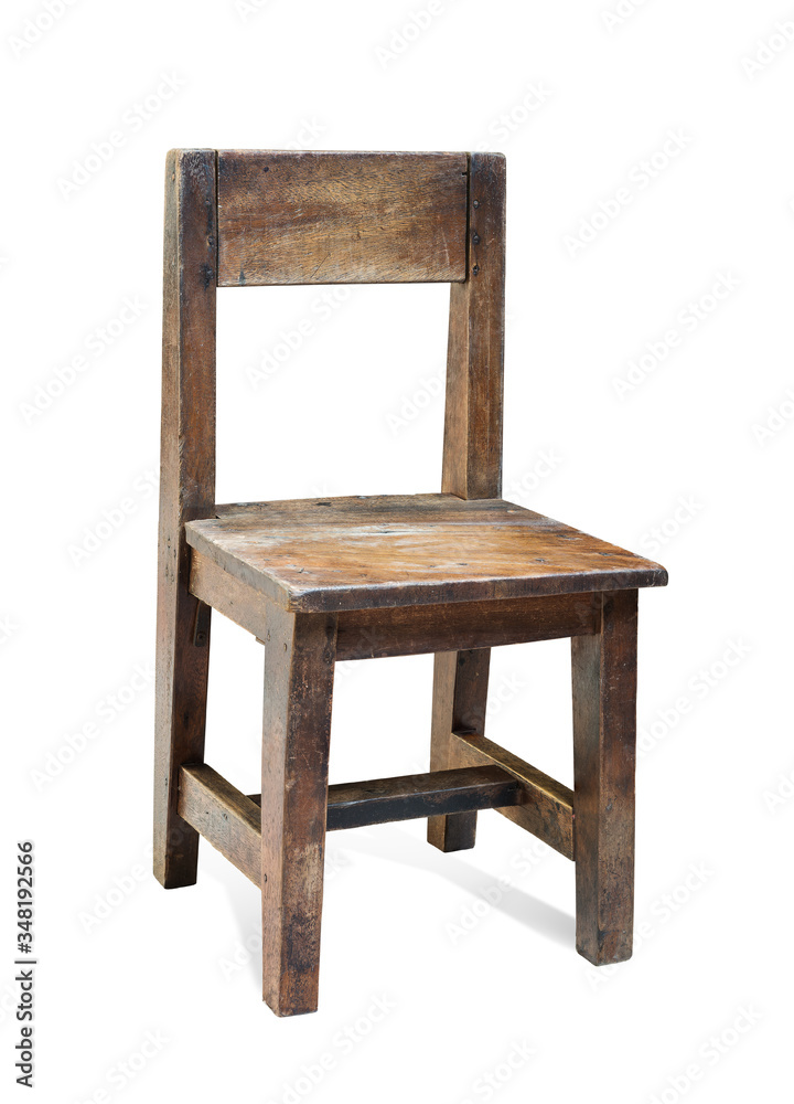 Old children's wooden chair on a white background, with clipping path Old children's wooden chair on a white background, with clipping path