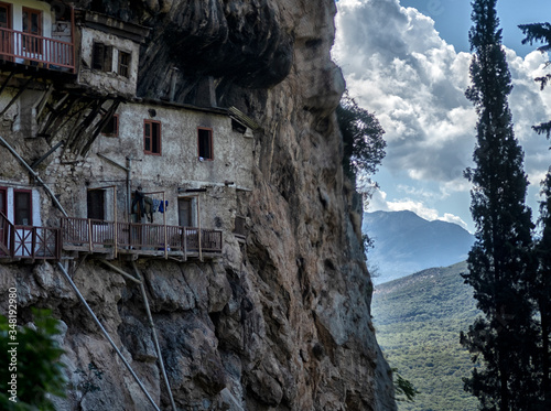 the picturesque surroundings of the Peloponnese peninsula in Greece. Landscape, view of historic buildings, mountain landscape panorama of the Peloponnesian Peninsula in Greece, photo