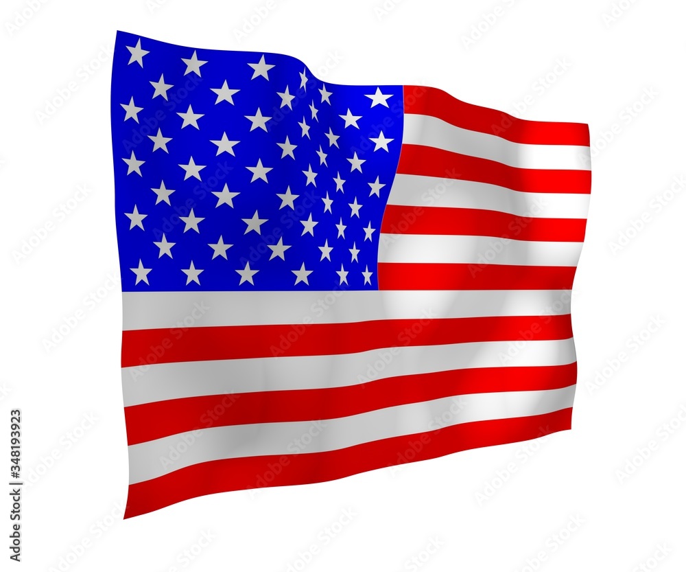 Fototapeta premium Waving flag of the United States of America. Stars and Stripes. State symbol of the USA. 3D illustration