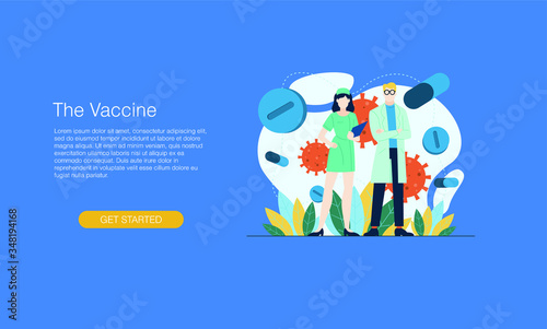 The vaccine research vector illustration concept template background can be use for presentation web banner UI UX landing page