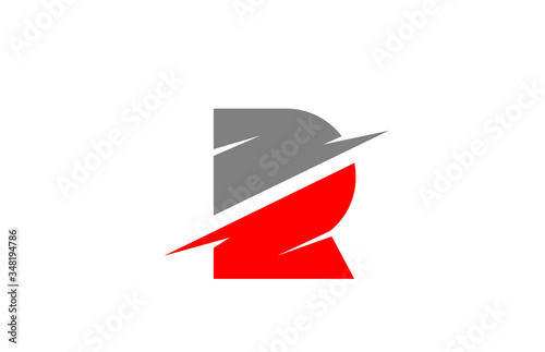 R red grey alphabet letter logo icon for business and company with sliced design