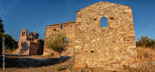 the picturesque surroundings of the Peloponnese peninsula in Greece. Landscape, view of historic buildings, mountain landscape panorama of the Peloponnesian Peninsula in Greece, photo