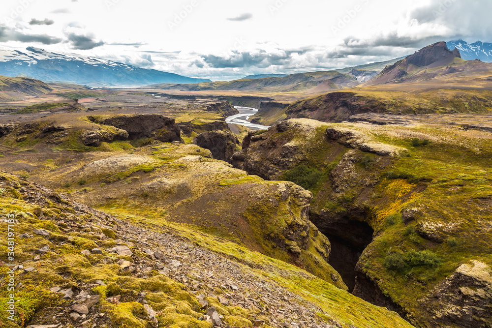 Cliffs on the 4-day trek from Landmannalaugar. Iceland